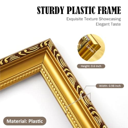 MIEVU 8.5×11 Picture Frame Gold - Picture Frames for Wall Hanging And Tabletop Display, Ornate Photo Frame for Poster,Vintage Frames,with Durable Plexiglass — view 2