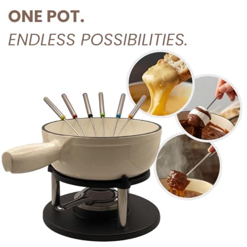 Cast Iron 9-pcs 2L Fondue Set With Accessories Fondue Kit Swiss Fondue Cheese Meat Oil Fondue Pot Fondue Pot set, Cheese Fondue Set, Chocolate Fondue Pot, Cheese Melting Pot, Fondue Pot Non Electric — view 5
