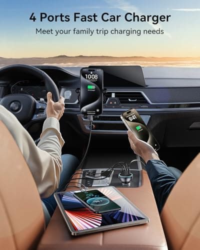 Rocoren 4-Port 55W Car Charger, PD3.0 QC3.0 Super Fast Charging USB C Car Charger for Multiple Devices, Cigarette Lighter Adapter for iPhone 17/16/15/14 Series, iPad Pro, Samsung S25/S24 Ultra, Pixel — view 2