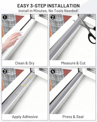 Air Conditioner Window Seal, 2 Roll of 1 in × 1 in × 6.5 ft Foam Stripe with Adhesive for Window AC Insulation, High Density Foam Tape Weather Stripping for Doors and Windows Insulation, AC Foam Tape — view 4