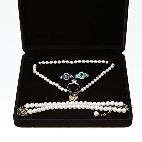LETURE Velvet Jewelry Set Box, Velvet Gift Box for Bracelet Necklace Earring Ring (Black) — view 4