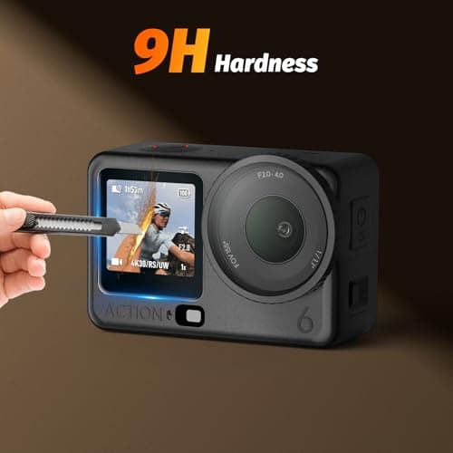 AMAZEAR Lens Screen Protector for DJI Osmo Action 6 Accessories (2 Sets), Action6 Pro Tempered Glass Protector OLED Display, Full Protection, Ultra HD, 9H Hardness, Scratch Resistant(TGP & Lens Caps) — view 5