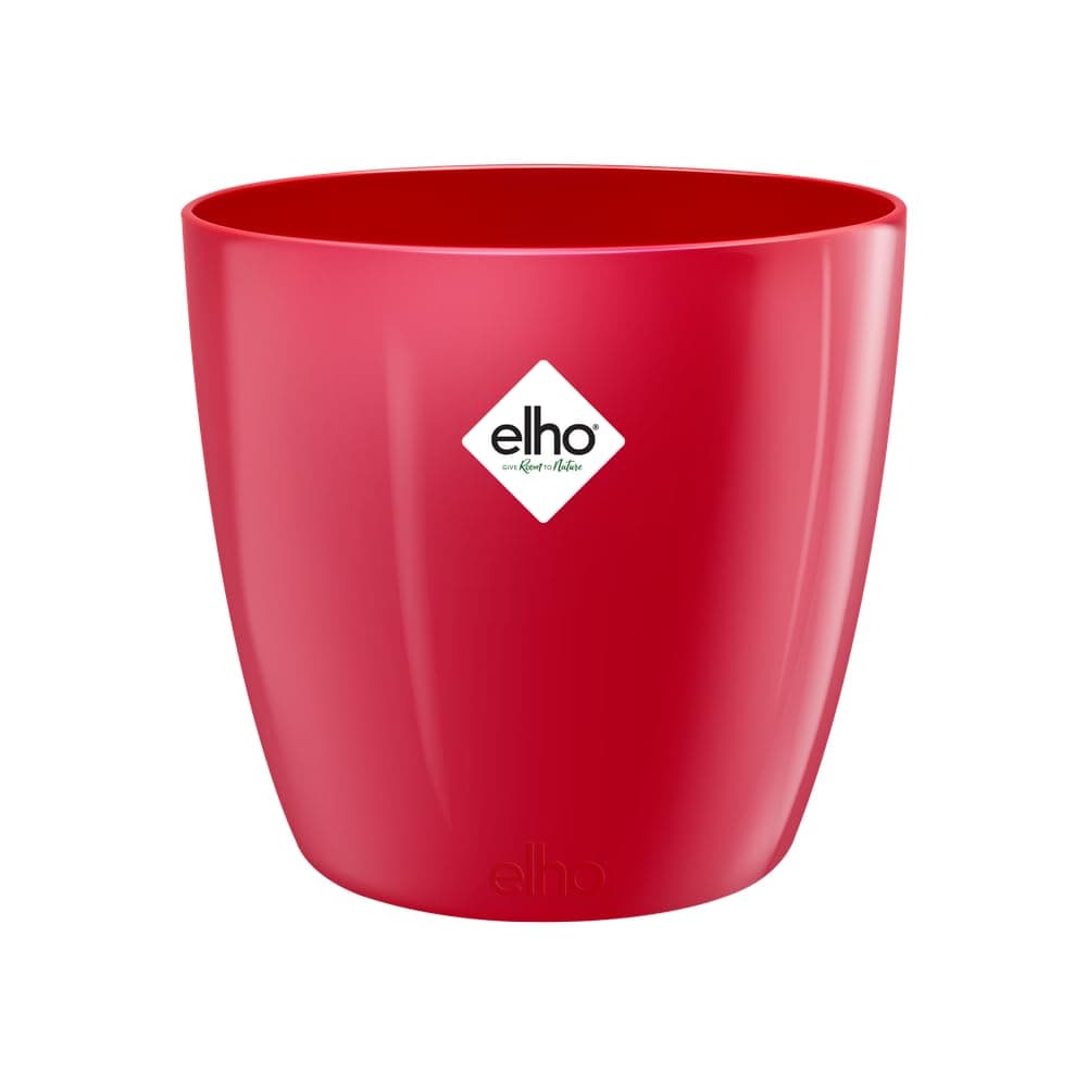 Elho Brussels Diamond Round 14 - Macetero por Interior - Ø 13.6 x H 12.5 cm - Rojo/Lovely Red