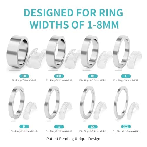 Ottemax Ring Sizers for Loose Rings, 8 Pack 8 Sizes, Ring Size Adjuster, Invisible Ring Guards for Women and Men, Resizer with Polishing Cloth，Fits Bands Width to 1-8mm — view 3