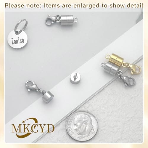 MKCYD Magnetic Necklace Clasp with Lobster Clasp,14K Gold and Silver Magnetic Jewelry Clasps for Necklace Extender Bracelet Closures — view 5