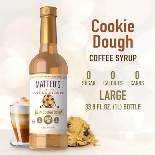 Matteo's Cookie Dough Syrup for Coffee, Lattes, Cappuccinos & Desserts – Sugar-Free Sweetener for Beverages, Keto Friendly, Zero Calories, Indulgent Flavor, Non-Alcoholic, 33.8oz (1pk) — view 2
