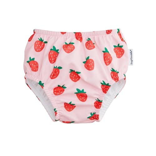 Tiny Twinkle Pull-Up Reusable Swim Diapers 2-Pack | Waterproof and UPF 50+ Sun Protection | Lightweight and Absorbent | Machine Washable(Sherbet Stripes,Strawberries,12-18M)