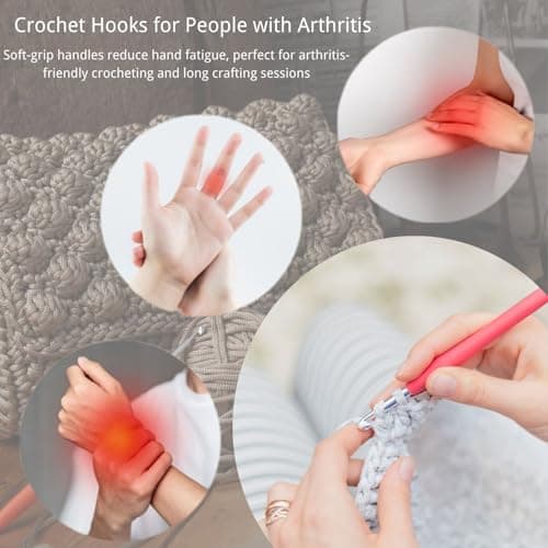 Blingcute Ergonomic Crochet Hook Set with Case, 82 PCS Crochet Starter Kit (0.6–10mm), Aluminum Hooks with Soft Grip, Complete Crochet Set for Beginners & Chunky Yarn — view 4