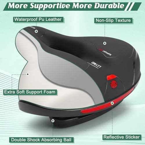 Comfortable Seat Cushion for Men Women with Dual Shock Absorbing Ball Memory Foam Waterproof Wide Bicycle Saddle Fit for Road Bikes — view 3