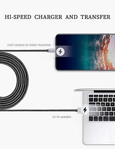 Teeind USB Type C Cable Fast Charging, Tpc001 5 Pack(6Ft 3A) Braided C Charger Cables Compatible with Samsung S10e/note 9/s10/s9/s8 Plus/A80/A50/A20 — view 4