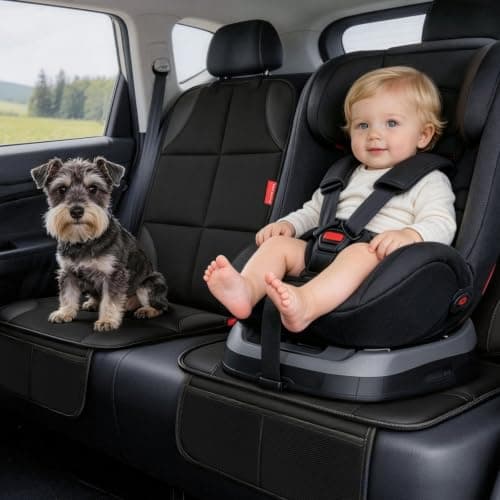 dre drive Car Seat Protector, Thick Padding and Upgraded Non-Slip Backing, 600D Waterproof Fabric Child Car Seat Cover with Mesh Pockets, No Imprints, Universal Fit for Car SUV Truck (Black 1pc) — view 5