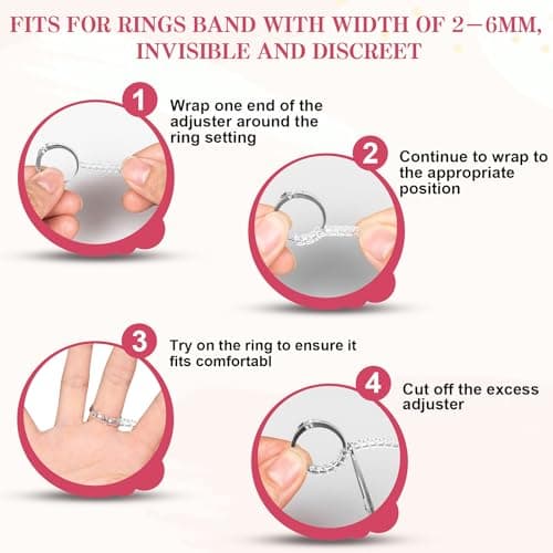 Ring Sizer for Loose Rings, 12 Pack 4 Sizes, Invisible Clear Silicone, Non-Slip Adjustable Ring Sizers, Ring Resizer and Tightener Guards, for Women and Men, Make Rings Smaller Without Resizing — view 5
