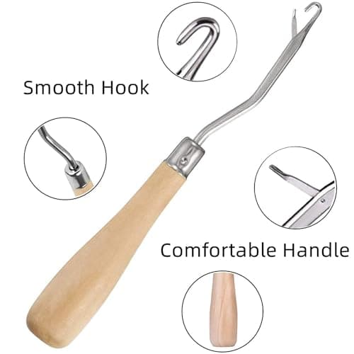 5Pcs/Sets Bent Latch Hook Crochet Hooks Hair Braiding Tools Dreadlocks Different Sizes Crocheting Weaving Needles for Hair Braiding, Rug Making and Art Crafts — view 3