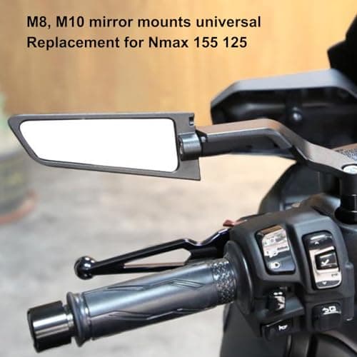 Motorcycle Mirrors, Universal 360° Adjustable Rotating Motorcycle Rear View Mirror with 8mm 10mm Bolt, Aluminum Alloy Handlebar Wing Mirrors Replacement for Motorcycle Scooter ATV Bike