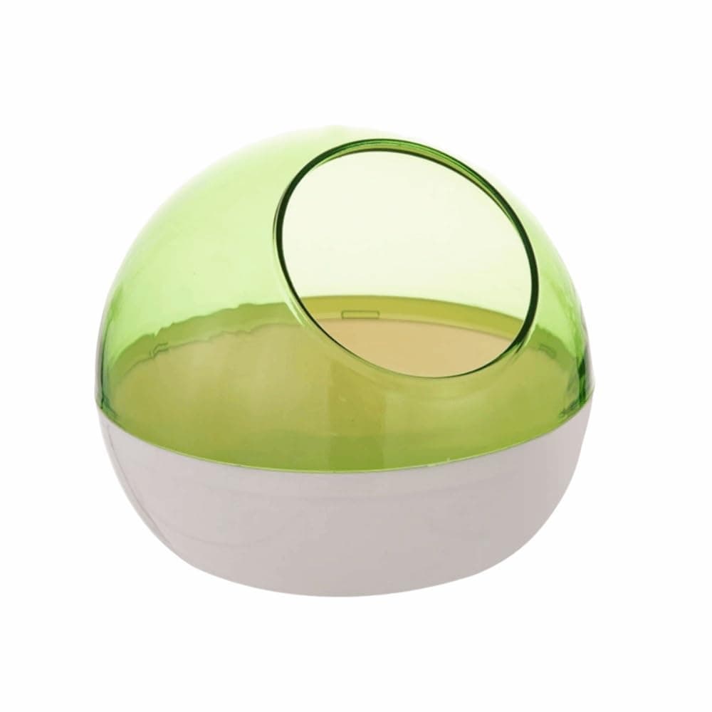 Baño de arena para hámster, bañera de animales pequeños, inodoro transparente para hámster (verde no colgante)