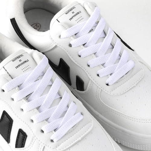 Handshop 2Pair Flat Shoelaces 5/16" - Shoe Laces Replacements For Sneakers and Athletic Shoes Boots White 114cm