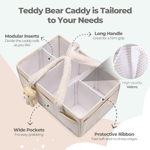 PeraBella Baby Diaper Caddy Organizer with Handle, Boy & Girl Shower Gift Basket, Portable Diaper Storage Basket Bin for Wipes, Newborn Baby Essentials Registry Search Must Haves, Car Caddy Organizer — view 3