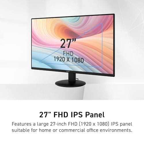 msi PRO MP272LE 27-inch IPS 1920 x 1080 (FHD) Computer Office Monitor, 100Hz, Adaptive Sync, HDMI, DisplayPort, Tilt, 4-Side Slim Bezel 1ms, Black — view 2