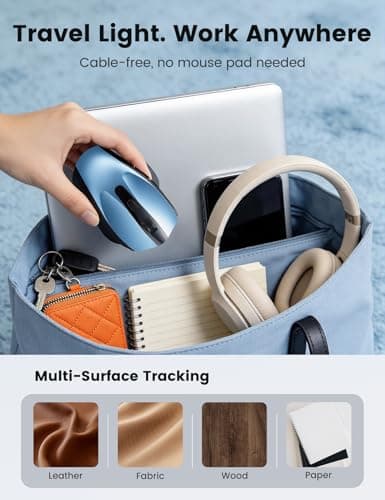 SABLUTE Wireless Mouse for Laptop, Blue Computer Mouse with USB-A&USB-C Receiver, Office Cordless Mice with 6 Buttons & 3 Level DPI for Small to Medium Hands, Works with PC, Desktop, Tablet M21 — view 3