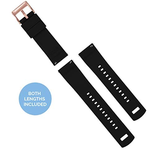 22mm Smoke Grey/Black - BARTON Elite Silicone Watch Bands - Rose Gold Buckle Quick Release — view 3