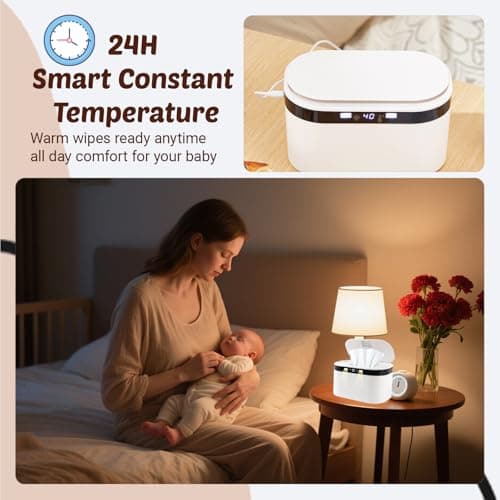 CUCUYG Baby Wipe Warmer, Wet Wipe Warmer 5 Modes of Temperature Heating Control Dual Heat for Baby's Comfort Large Capacity Wipes Dispenser Diaper for Babies & Adult, Wipe Warmer with Night Light