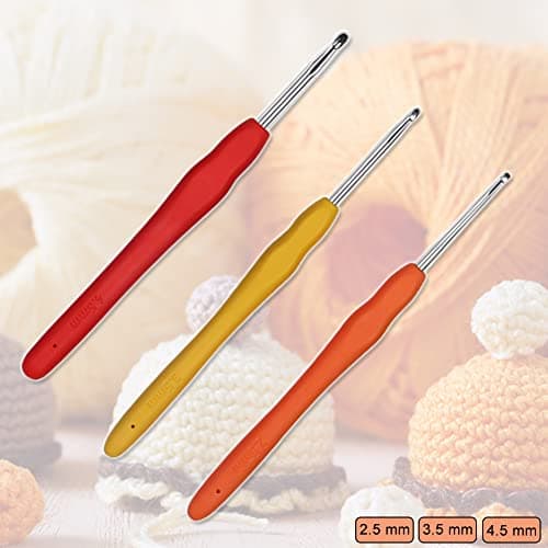 Crochet Hooks 2.5mm 3.5mm 4.5mm Crochet Needles QLRFFLJOY 3 pcs Crochet Hook Set DIY Yarn Weaving Tools for Knitting Gloves, Shoes, Bags, Hats, Socks, Scarf
