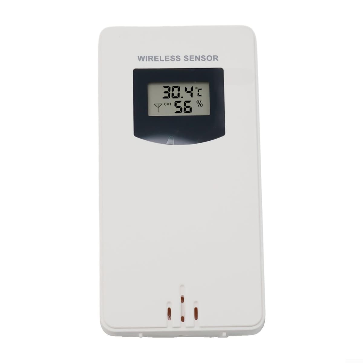 Sensor inalámbrico de repuesto para termo higrómetro para exteriores, estación meteorológica, sonda de temperatura remota de 433 MHz con soporte de pared (blanco)
