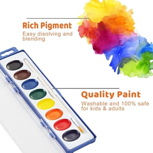 VEESA Washable Watercolorsfor Kids, 5 Pack, 8 Colors with Paint Brush — view 2