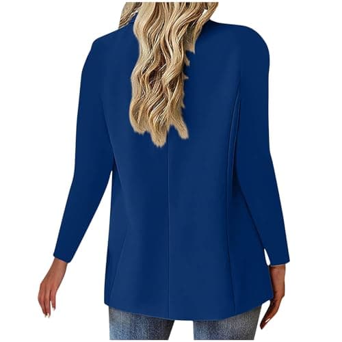 Work Blazers for Women Oversized Open Front Long Sleeve Office Jackets 2026 Comfy Loose Business Suit Blazer（Blue-01，3X-Large