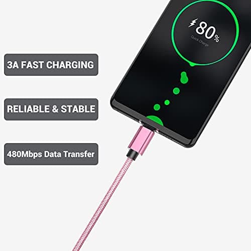 SUMPK Short USB C Cable [4-Pack 8 inch], 3A Fast Charging USB 2.0 Data Transfer to Type C Phone Charger Cord Nylon Braided Compatible with Samsung Galaxy S10 S9, Pixel 3, LG V30, Charging Station