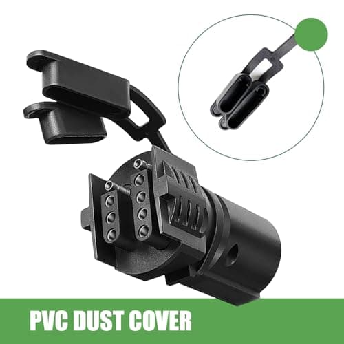 Hugwits Trailer Light Adapter, 7 Way Round to 4 and 5 Flat Blade Trailer Connector, 12V Heavy Duty Weatherproof Trailer Plug Adapter, Universal for Tow Hitch Car RV Boat Truck (Black) — view 3