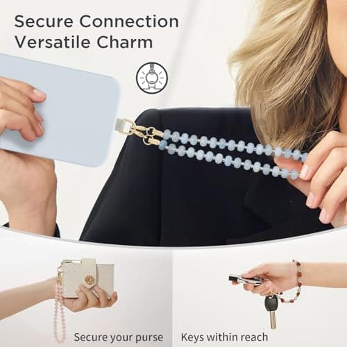 POSADINA Natural Stone Phone Charm, Beaded Healing Phone Wrist Strap, Handmade Cellphone Chain Lanyard with Tether Tab — view 5