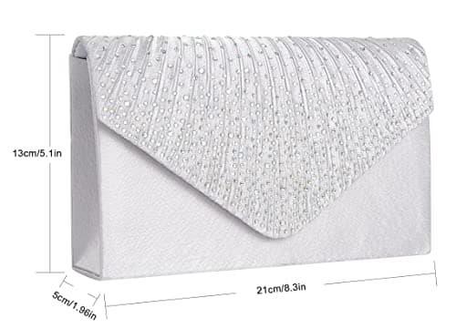 BBjinronjy Clutch Purse for Women Evening Bags for Women Formal Wedding Party Cocktail Prom Crossbody Purse Evening Handbags (Silver) — view 4