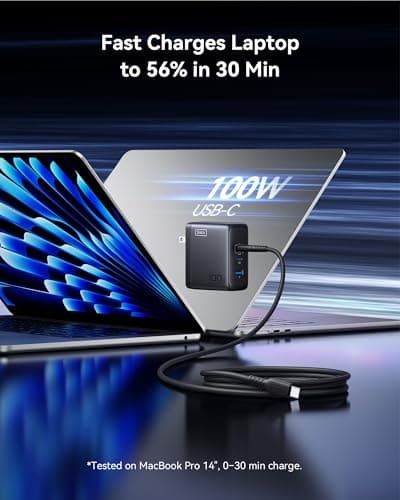 INIU 100W GaN USB C Charger, 3-Port Compact Fast Charging Block with 5ft 100W USB C Cable, Foldable Travel Laptop Charger for MacBook Pro Air 15 14, iPhone 17 16 Pro Max Samsung S26 S25 Dell etc White