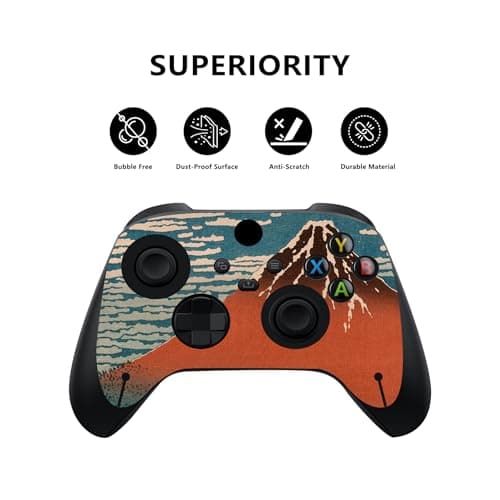 PlayVital The Great Wave Custom Vinyl Skins for Xbox Series X, Wrap Decal Cover Stickers for Xbox Series X Console Controller