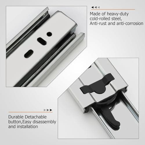 LONTAN Heavy Duty Full Extension Ball Bearing Drawer Slides 10 Inch 1 Pair Side Mount File Cabinet Rails Dresser Runner Kitchen Cabinet Drawer Glides 100 LB Capacity — view 4