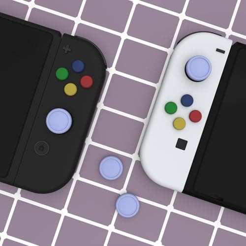 eXtremeRate PlayVital Switch Joystick Caps, Switch Lite Thumbstick Caps, Silicone Analog Cover for Switch OLED Joycon Thumb Grip Rocker Caps for Nintendo Switch & Switch Lite - Light Violet