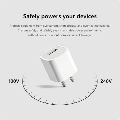 5W USB Chrager Block for Apple Watch 11/10/9/8/7/6/5/iWatch/iPhone 11/XS/XR/X/SE Series, 5V 1A Single Port USB-A Plug Travel Charging Box Cube Adapter Plug for Phone (Galaxy,Moto,LG), Kindle, 1Pack — view 5