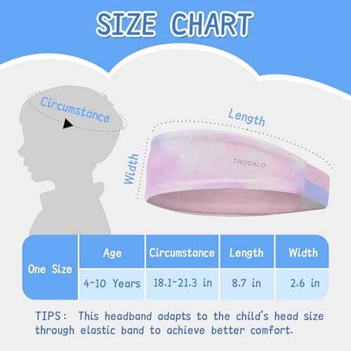 Trodalo Kids Sports Headbands for Girls Boys, Moisture Wicking Elastic Cooling Sweatbands, Non-Slip Lightweight Stretchy Hairbands for Soccer, Running, Basketball, Tennis — view 5
