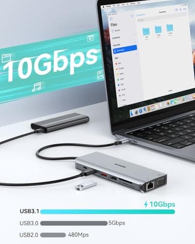 USB C Docking Station 4 Monitors 13 in 1, Dual HDMI+8K DP+VGA, 10Gbps, 100W PD, 6 USB C/A Ports, Ethernet, SD/TF, MOKiN Laptop Docking Station for MacBook/Dell/HP/Surface — view 5