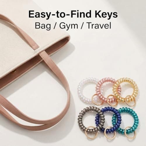 BIHRTC 6pcs Wrist Coil Keychain Car Key Holder Key Ring Bracelet Plastic Spiral Spring Flexible Stretchable Wrist Band Wristlet Key Chain Sauna Accessories for Sauna Gym Pool Outdoor Sports Activity — view 5
