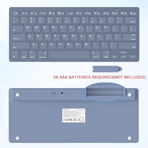 OMOTON Ultra-Slim Bluetooth Keyboard for iPad 11th/10th/9th/8th/7th, iPad Pro/Air/Mini and iPhone Series, Wireless iOS Keyboard with 12 Multimedia Keys for Office, Home, Travel, School, Deep Blue — view 4