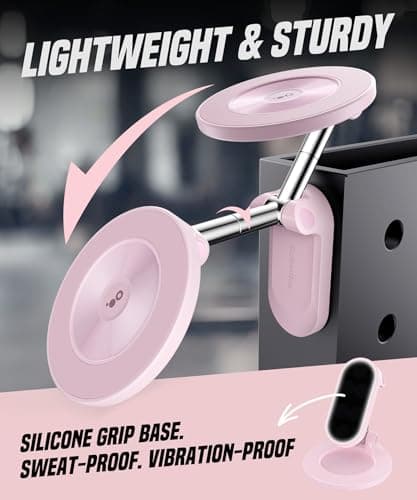 GolbinBox Magnetic Gym Phone Holder for MagSafe, All Metal Dual-Magnet Mount for iPhone and Android, 360° Adjustable Tri-Axis, Gym Essentials for Bodybuilder Men Women Recording Fitness Exercise, Pink — view 5