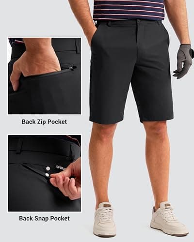 G Gradual Golf Shorts Men 11 Inch Inseam Long with 5 Pockets Lightweight Knee Length Stretch Short for Casual Dress Work (Black, L11, W36) — view 2