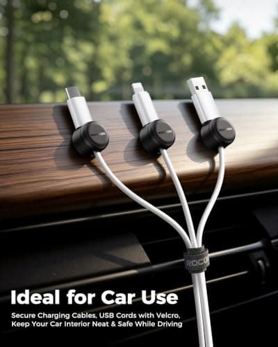 Rocoren 50 PCS Cable Management Kit 10 Magnetic Rotatable Cable Clips,40 Reusable Velcro Cord Organizer Straps, Cord Holder Accessories for Under Desk,Nightstand,Home and Office
