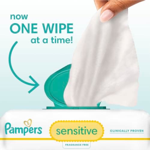 Pampers Sensitive Baby Wipes, Clinically Proven, Fragrance Free, Unscented, Water Based, Hypoallergenic, Multi-Use, Hand Wipes 1344 Wipes Total (24X Flip-Top Packs) [Packaging May Vary] — view 2