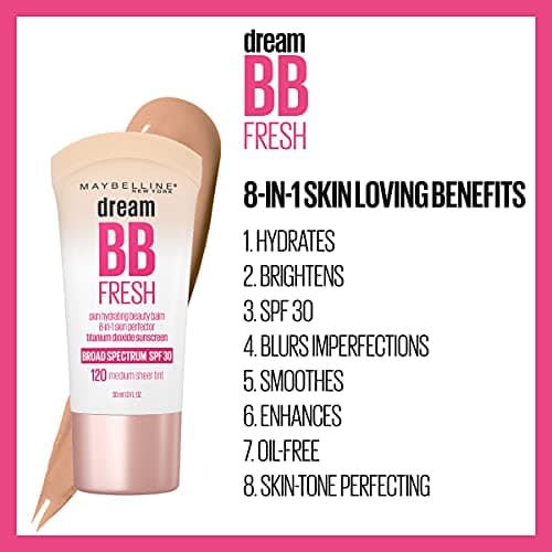 Maybelline Dream Fresh Skin Hydrating BB cream, 8-in-1 Skin Perfecting Beauty Balm with Broad Spectrum SPF 30, Sheer Tint Coverage, Oil-Free, Light/Medium, 1 Fl Oz — view 3