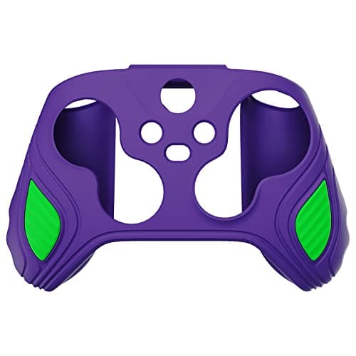 PlayVital Scorpion Edition Anti-Slip Silicone Case Cover for Xbox Series X/S Controller, Soft Rubber Case for Xbox Core Wireless Controller with Thumb Grip Caps - Neon Genesis Purple & Green