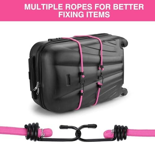 WORKPRO 24 Inch Bungee Cord with Hooks, 4 Pack Superior Rubber Heavy Duty Straps Strong Elastic Rope for Outdoor Tent, Luggage Rack, Camping, Cargo, RV, Bike, Transporting, Storage, Pink — view 3