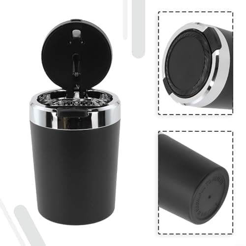 LED Illuminated Car Ash tray, Aluminum Alloy Smokeless Design with Removable Liner, Portable Cup Holder Bin for Auto Interior Accessories(Slivery)